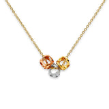 14K Tri Color Gold Perforated Ball Necklace 17" + 1" Extension