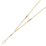 Kugel-Rosenkranz-Halskette aus 14-karätigem Gold mit dreifarbigen Perlen, 43,2 cm + 2,5 cm Verlängerung