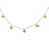 14K Yellow Gold CZ Dangling Light Chain Necklace 17" + 1" Extension
