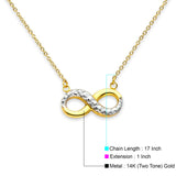 14K Two Tone Gold Infinity Necklace 17" + 1" Extension