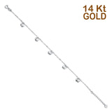 14K White Gold Light Bracelet Chain 7" + 1" Extension