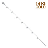 14K White Gold Light Bracelet Chain 7" + 1" Extension