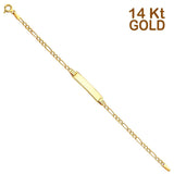 14K Yellow Gold Hollow Figaro Baby ID Bracelet Chain 6" Extension