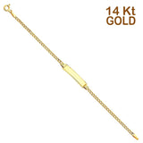 14K Yellow Gold Hollow Cuban Baby ID Bracelet Chain 6
