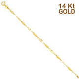 14K Yellow Gold Light Bracelet Chain 7" Extension