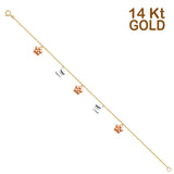 14K Tri Color Gold Hanging Charm Bracelet Chain 7