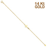 14K Yellow Gold Light CZ Bracelet Chain 7" + 1" Extension