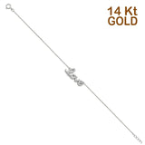 14K White Gold Light CZ Bracelet Chain 7" + 1" Extension