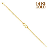 14K Yellow Gold Infinity Hollow Bracelet Chain 7.5
