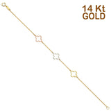 14K Tri Color Gold Light Bracelet Chain 7" + 1" Extension