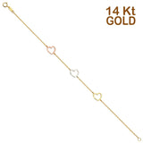 Helles Armband aus 14-karätigem dreifarbigem Gold, Kette 17,8 cm + 2,5 cm Verlängerung
