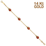 14K Yellow Gold Lady Bug Bracelet Chain 6.5" + 0.5" Extension