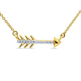14K Gold 0.05ct Trendy Diamond Cupid Arrow Pendant 18" Necklace