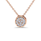 14K Gold .08ct Round Diamond Drop Solitaire Pendant 18" Necklace