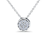 14K Gold .08ct Round Diamond Drop Solitaire Pendant 18" Necklace