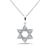 14K Gold 0.10ct Jewish Star Of David Diamond Pendant 18" Necklace