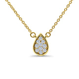 14K Gold 0.12ct Diamond Pear Shape Solitaire Pendant Necklace 18"