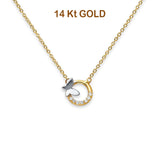 14K zweifarbige Gold-CZ-Halskette 17