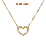14K Yellow Gold Pave CZ Open Necklace 17