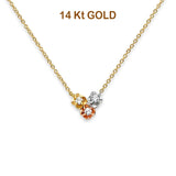 14K dreifarbige Gold-CZ-Dreifach-Halskette 17" + 1" Verlängerung