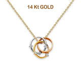 14K dreifarbige Gold-CZ-Halskette 17