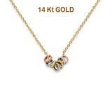 14K Tri Color Gold CZ Necklace 17" + 1" Extension