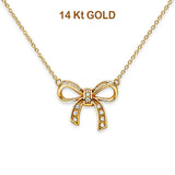 14K Yellow Gold CZ Ribbon Necklace 17