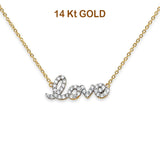 14K Two Tone Gold CZ Love Sign Necklace 17