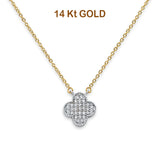 14K zweifarbige Gold-CZ-Blumen-Halskette 17" + 1" Verlängerung