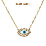 14K Yellow Gold CZ Evil Eye Necklace 17