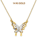 14K Two Tone Gold Butterfly Necklace 17