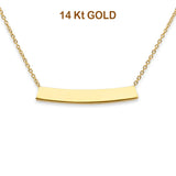 14K Yellow Gold Moving ID Bar Light Chain Necklace 17