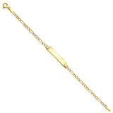 14K Yellow Gold Hollow Figaro Baby ID Bracelet Chain 6" Extension