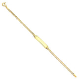14K Yellow Gold Hollow Cuban Baby ID Bracelet Chain 6" Extension