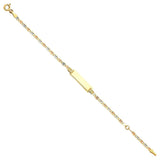 14K Tri Color Gold Valentino DC Baby ID Bracelet Chain 5" + 1" Extension