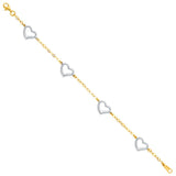Helle Armbandkette aus 14-Karat-Zweitongold mit herzförmiger 7,5-Zoll-Verlängerung