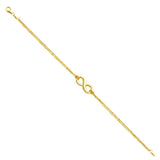 14K Yellow Gold Infinity Hollow Bracelet Chain 7.5" Extension