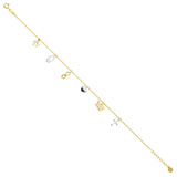 Baumelndes leichtes Armband aus 14-karätigem Gold mit zwei Farbtönen, Kette 17,8 cm + 2,5 cm Verlängerung