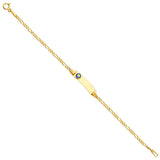 14K Yellow Gold Baby ID with CZ Evil Eye Bracelet Chain 6" Extension
