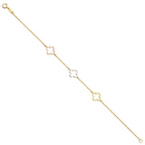 14K Tri Color Gold Light Bracelet Chain 7" + 1" Extension