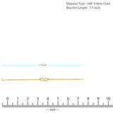 Unendlichkeits-Hohlarmband aus 14-karätigem Gelbgold mit 7,5-Zoll-Verlängerung