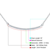 14K Gold 0.15ct Diamond Bar Pendant Necklace 18" Long