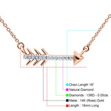 14K Gold 0.05ct Trendy Diamond Cupid Arrow Pendant 18" Necklace