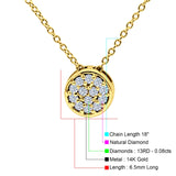 14K Gold .08ct Round Diamond Drop Solitaire Pendant 18" Necklace