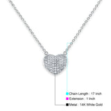 14K White Gold Micro Pave CZ Necklace 17" + 1" Extension