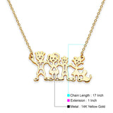 14K Yellow Gold Our Family Necklace 17" + 1" Extension