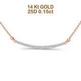 14K Gold 0.15ct Diamond Bar Pendant Necklace 18" Long