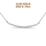 14K Gold 0,15ct Diamant Bar Anhänger Halskette 18" lang