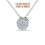 14K Gold .08ct Round Diamond Drop Solitaire Pendant 18