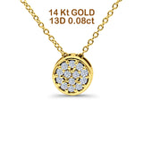 Halskette mit rundem Diamant-Tropfen-Solitär-Anhänger aus 14-karätigem Gold, 0,08 Karat, 45,7 cm